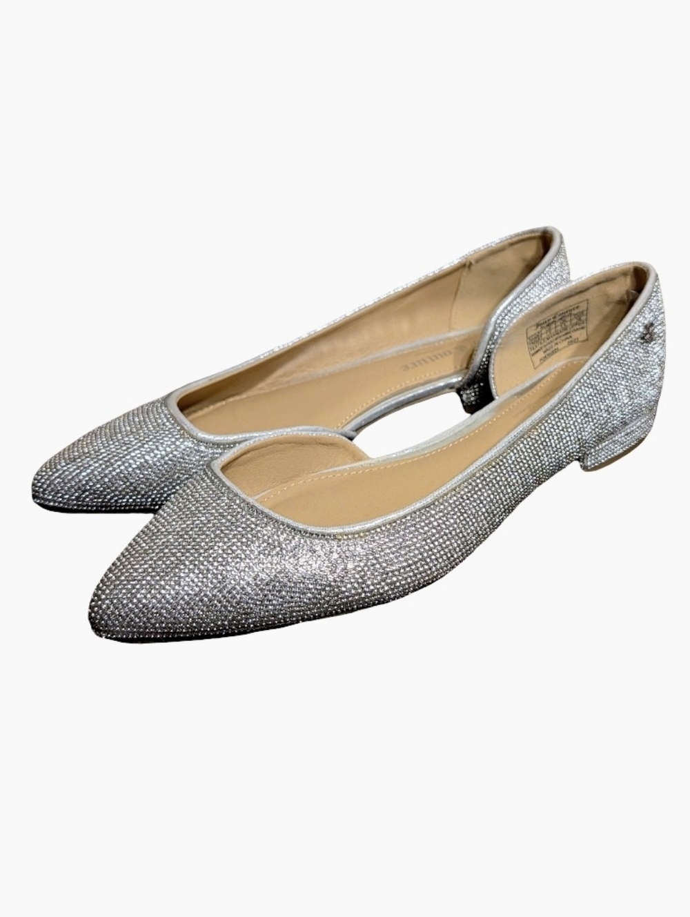 Juicy Couture Paden Pave Crystal Point Toe D'Orsay Flats sz 8​